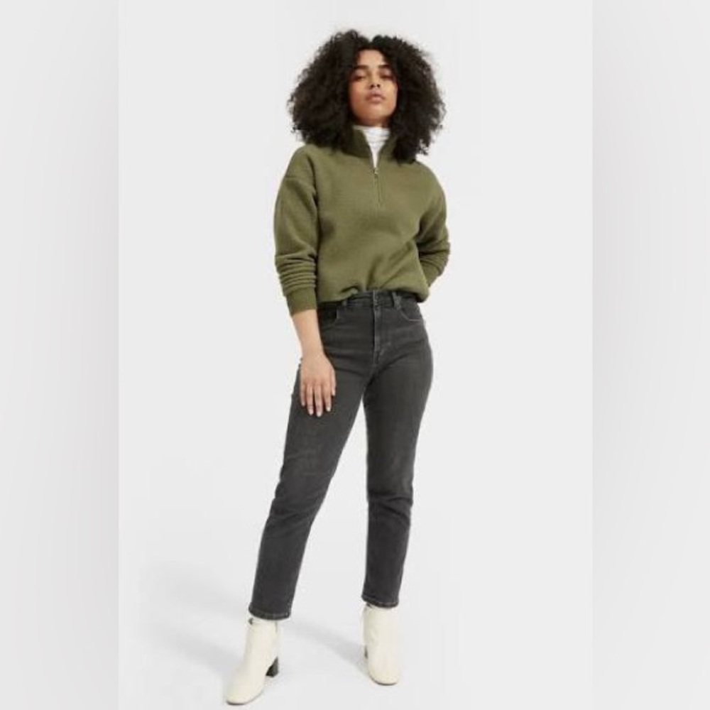 Everlane ReNew Fleece Quarter-Zip in Green, Size XS